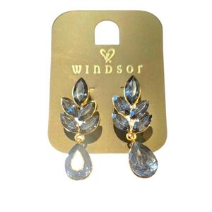 NWT - Windsor - Blue and Gold Leaf Drop Earrings